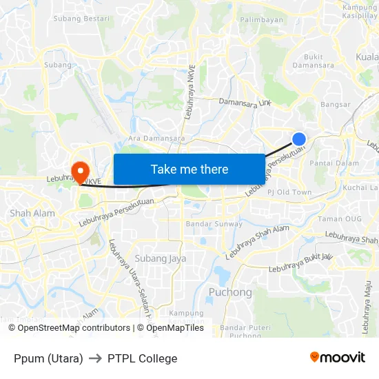 Ppum (Utara) to PTPL College map