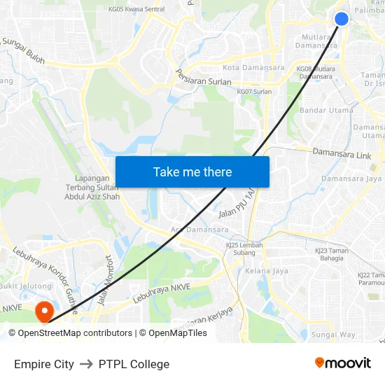 Empire City to PTPL College map
