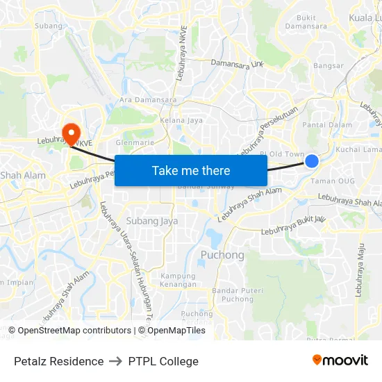 Petalz Residence to PTPL College map