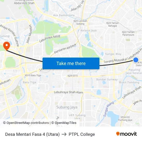 Desa Mentari Fasa 4 (Utara) to PTPL College map