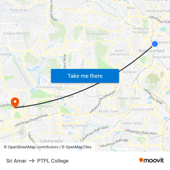 Sri Amar to PTPL College map