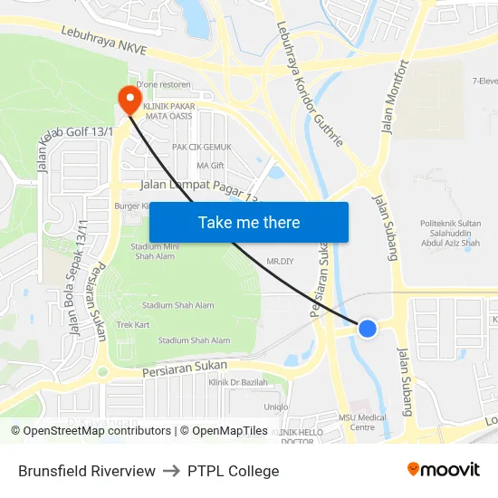 Brunsfield Riverview to PTPL College map