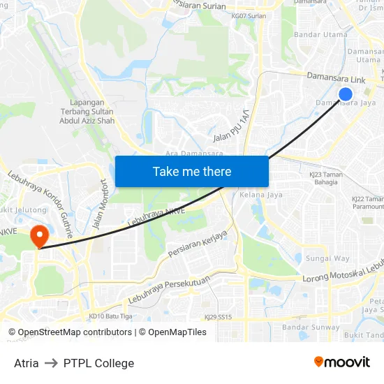 Atria to PTPL College map
