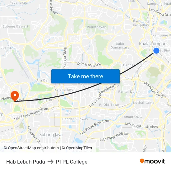Hab Lebuh Pudu to PTPL College map
