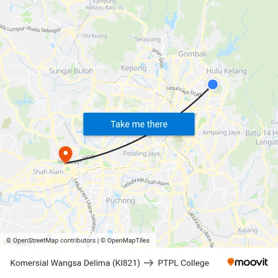 Komersial Wangsa Delima (Kl821) to PTPL College map