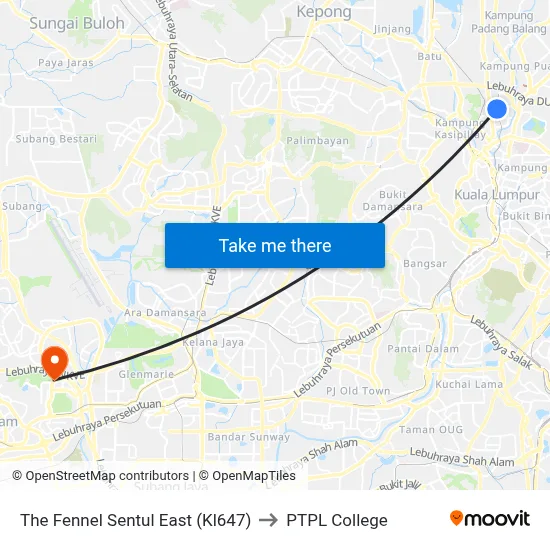 The Fennel Sentul East (Kl647) to PTPL College map