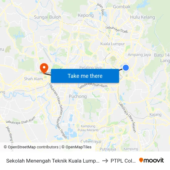 Sekolah Menengah Teknik Kuala Lumpur (Kl351) to PTPL College map