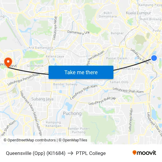 Queensville (Opp) (Kl1684) to PTPL College map