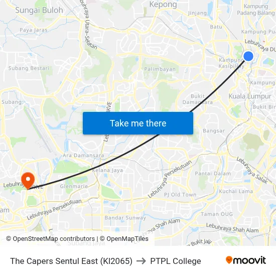 The Capers Sentul East (Kl2065) to PTPL College map