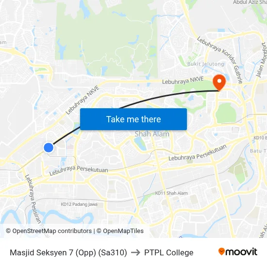 Masjid Seksyen 7 (Opp) (Sa310) to PTPL College map