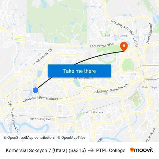 Komersial Seksyen 7 (Utara) (Sa316) to PTPL College map