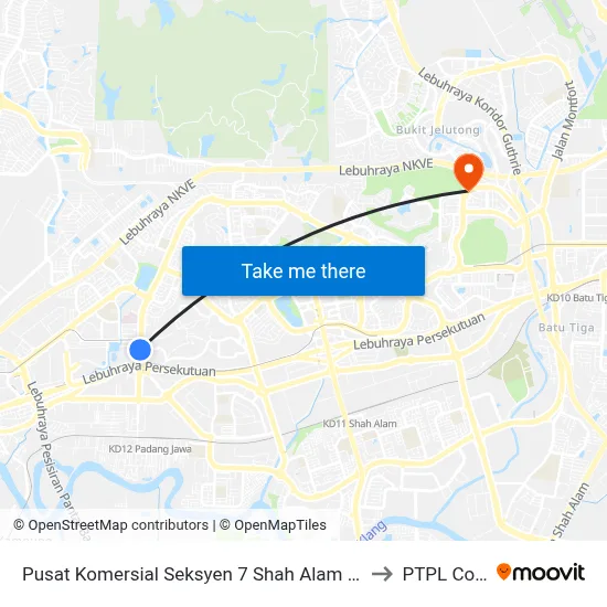 Pusat Komersial Seksyen 7 Shah Alam (Timur) (Sa37) to PTPL College map