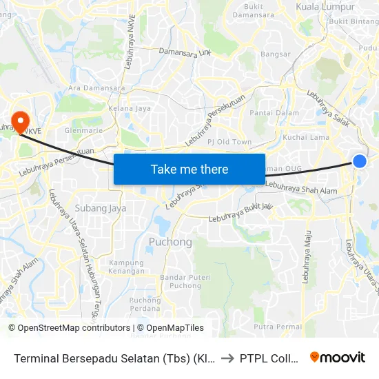 Terminal Bersepadu Selatan (Tbs) (Kl779) to PTPL College map