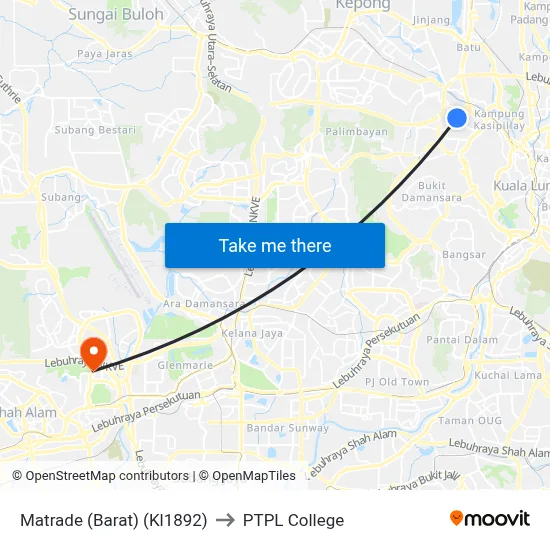 Matrade (Barat) (Kl1892) to PTPL College map