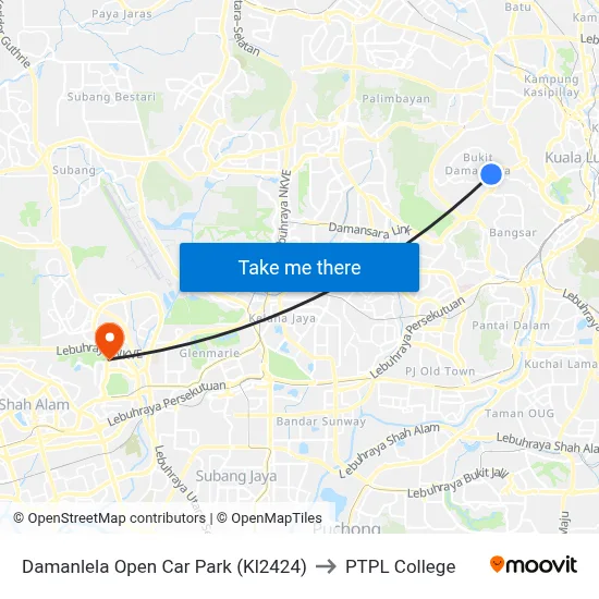 Damanlela Open Car Park (Kl2424) to PTPL College map