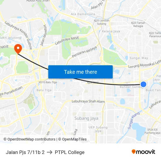 Jalan Pjs 7/11b 2 to PTPL College map