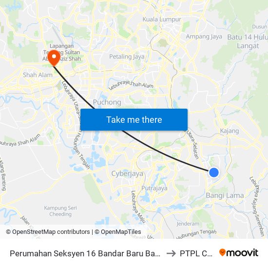 Perumahan Seksyen 16 Bandar Baru Bangi (Utara) (Kj514) to PTPL College map