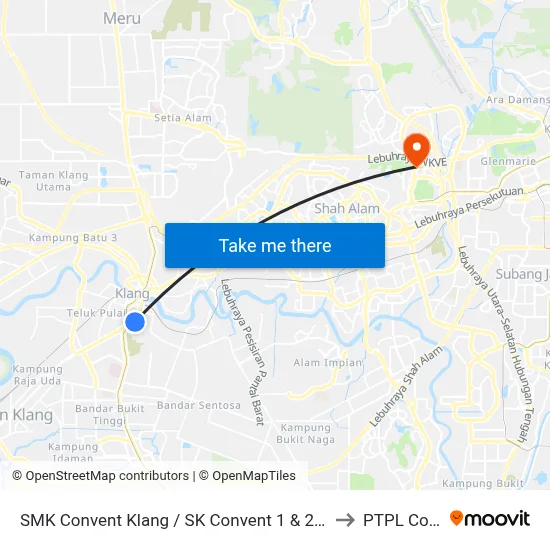 SMK Convent Klang / SK Convent 1 & 2 Klang (Bd53) to PTPL College map