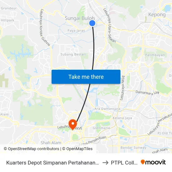 Kuarters Depot Simpanan Pertahanan (Sa640) to PTPL College map