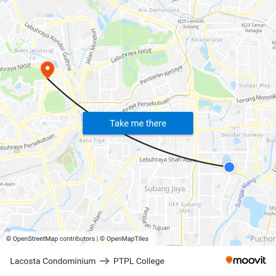 Lacosta Condominium to PTPL College map