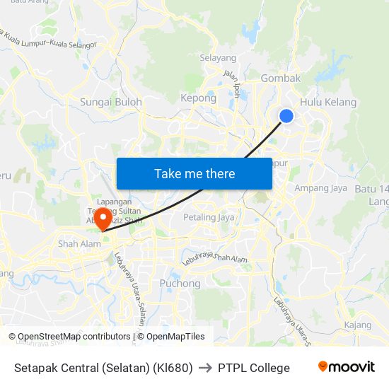 Setapak Central (Selatan) (Kl680) to PTPL College map