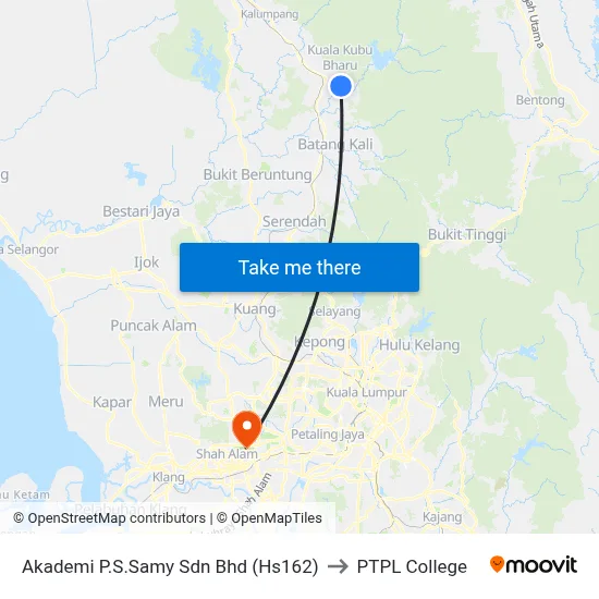 Akademi P.S.Samy Sdn Bhd (Hs162) to PTPL College map