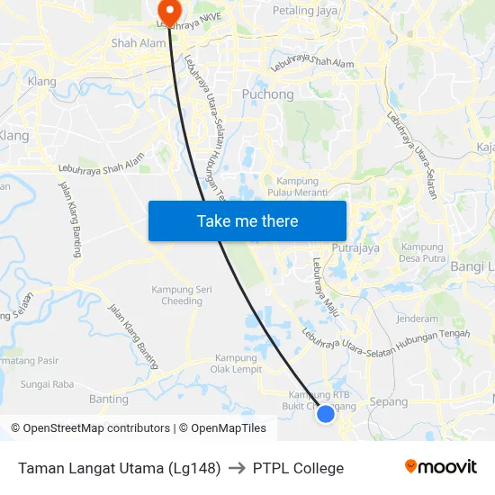 Taman Langat Utama (Lg148) to PTPL College map