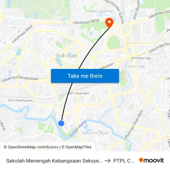 Sekolah Menengah Kebangsaan Seksyen 24 Shah Alam to PTPL College map