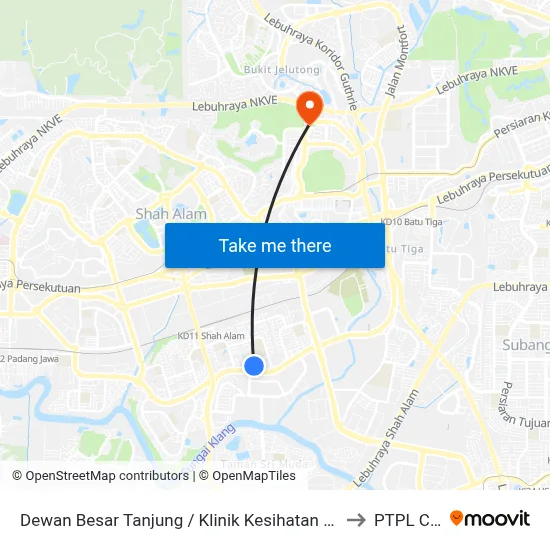 Dewan Besar Tanjung / Klinik Kesihatan Seksyen 19 Shah Alam to PTPL College map