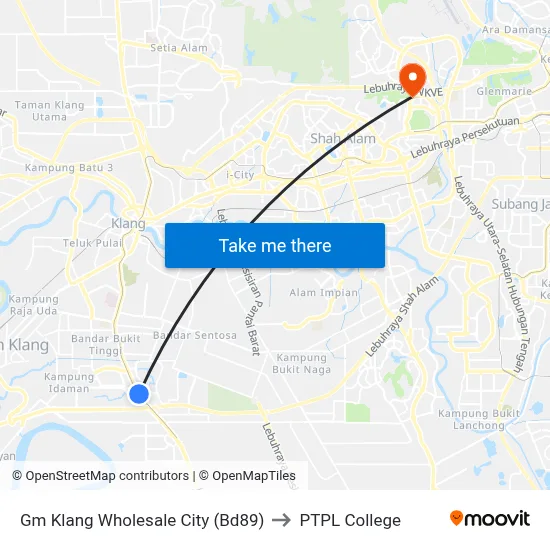 Gm Klang Wholesale City (Bd89) to PTPL College map