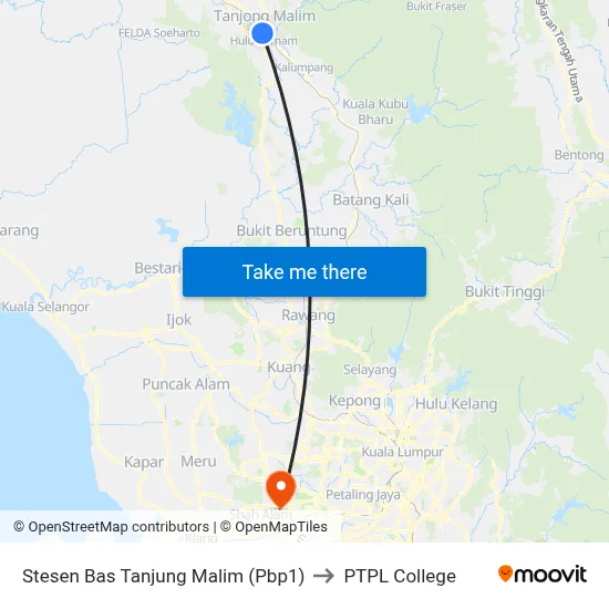 Stesen Bas Tanjung Malim (Pbp1) to PTPL College map