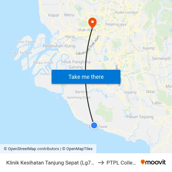 Klinik Kesihatan Tanjung Sepat (Lg75) to PTPL College map
