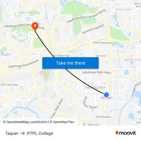 Taipan to PTPL College map