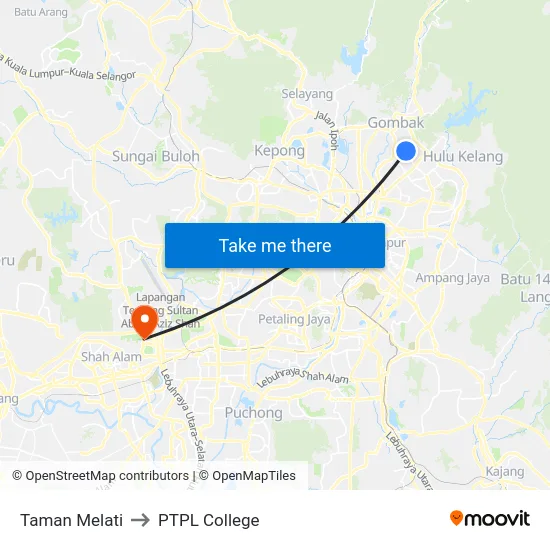 Taman Melati to PTPL College map