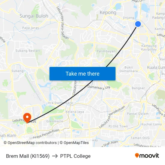 Brem Mall (Kl1569) to PTPL College map