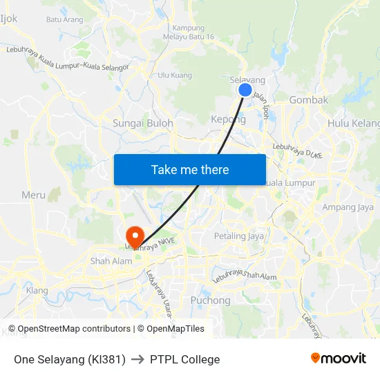 One Selayang (Kl381) to PTPL College map