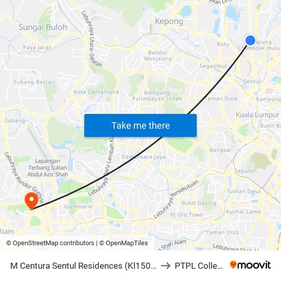 M Centura Sentul Residences (Kl1503) to PTPL College map