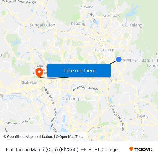 Flat Taman Maluri (Opp) (Kl2360) to PTPL College map