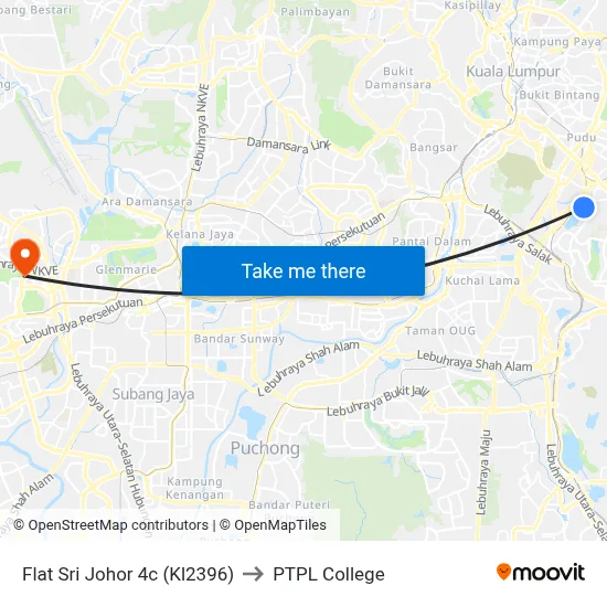 Flat Sri Johor 4c (Kl2396) to PTPL College map