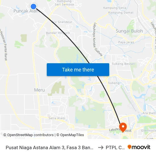 Pusat Niaga Astana Alam 3, Fasa 3 Bandar Baru Puncak Alam to PTPL College map