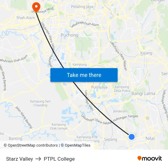 Starz Valley to PTPL College map