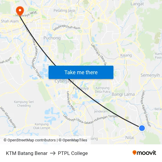 KTM Batang Benar to PTPL College map