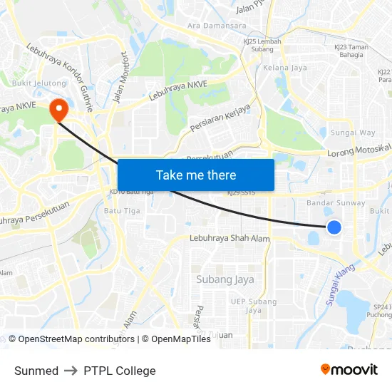 Sunmed to PTPL College map