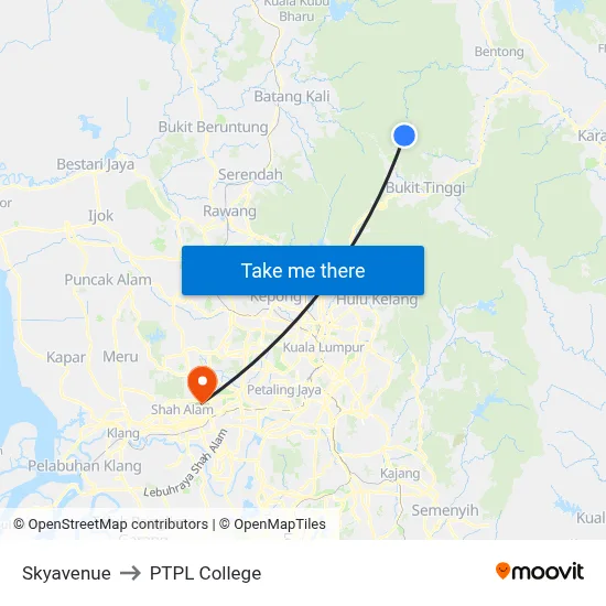 Skyavenue to PTPL College map