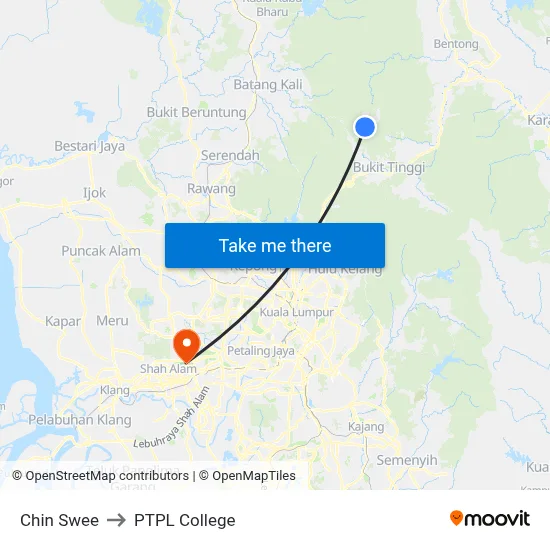 Chin Swee to PTPL College map