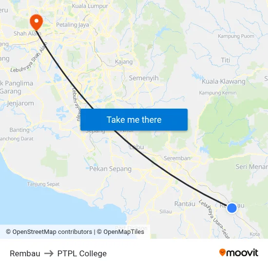 Rembau to PTPL College map