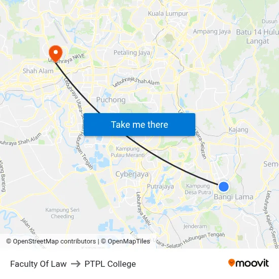 Faculty Of Law to PTPL College map