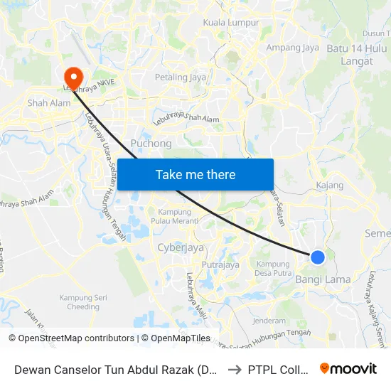 Dewan Canselor Tun Abdul Razak (Dectar) to PTPL College map