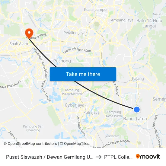 Pusat Siswazah / Dewan Gemilang UKM to PTPL College map