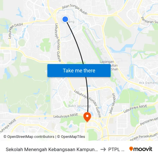 Sekolah Menengah Kebangsaan Kampung Melayu Subang (Sa662) to PTPL College map